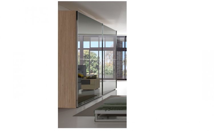 Ilenia armadio 2 ante scorrevoli rovere e specchio fumè-In pannello ecologico certificato-Legno naturale-Pannello ecologico-246 cmx277 cm
