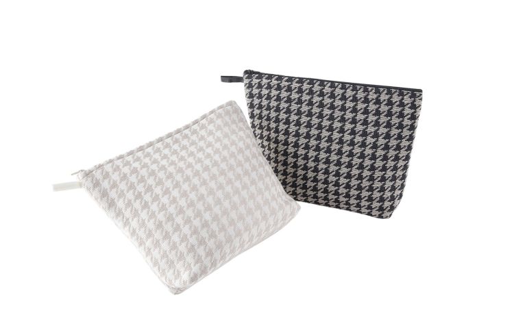Pied Poule trousse in spugna grigio--Grigio-Cotone
