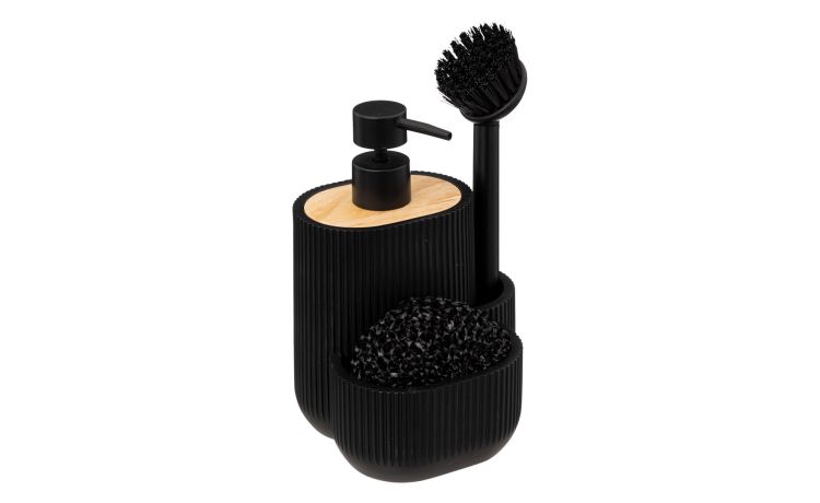 Dispenser cucina nero con spugna e spazzola--Nero--18 cmx13