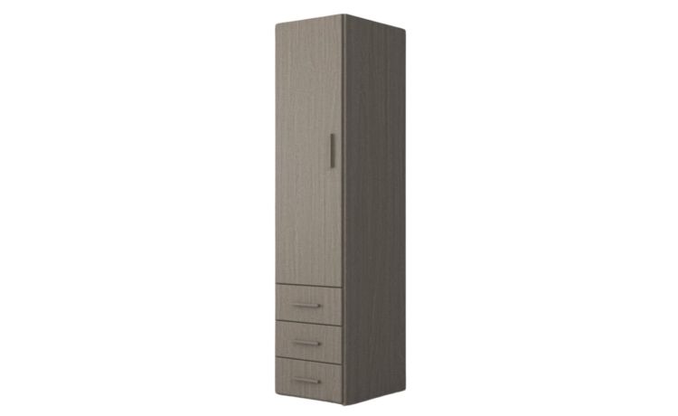 Cabrio armadio olmo 1 anta 3 cassetti-L.49xH.208xP.62 cm-Legno chiaro-Pannello ecologico-208 cmx49 cm