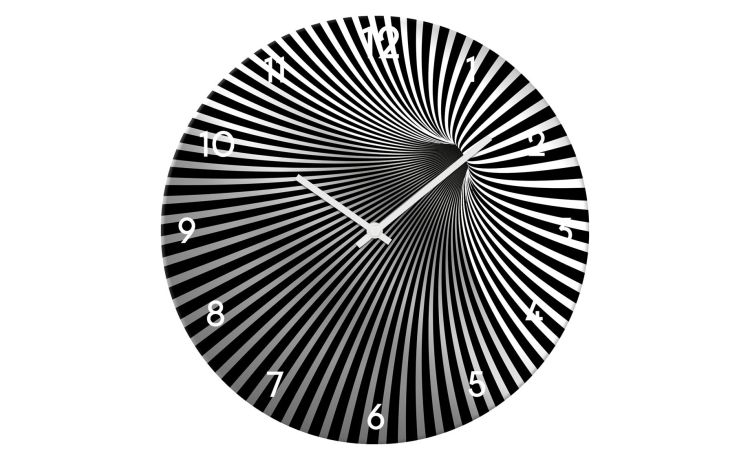 Op-Art orologio in vetro bianco e nero Ø30 cm---Metallo-30 cmx30 cm