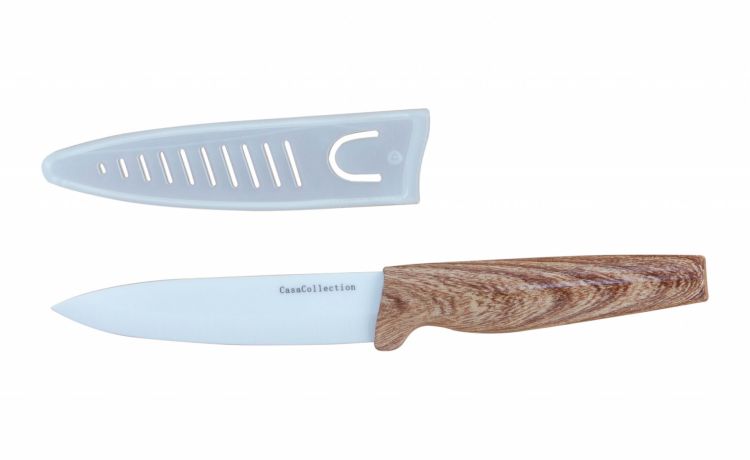 Wood coltello multiuso lama in ceramica 10 cm- -Legno naturale-Ceramica