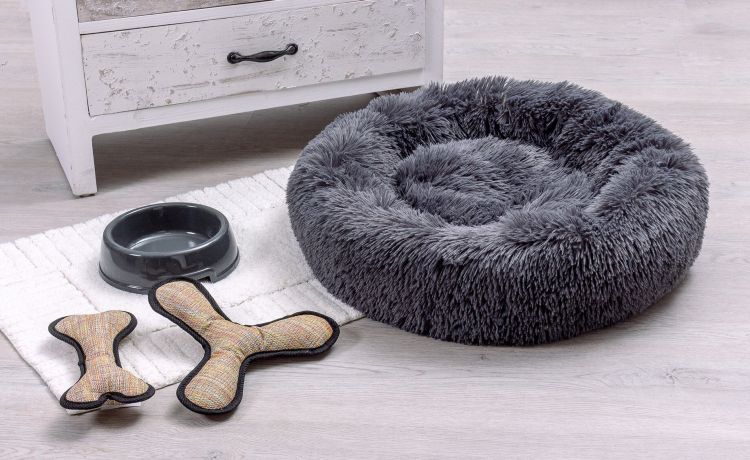 Fluffy cuscino cuccia grigio scuro 60x15 cm-lavabile-Grigio scuro-100% Poliestere-15 cmx60 cm