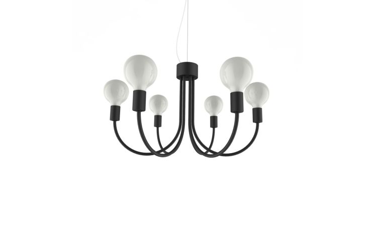 Chandelier sospensione nera 6xE27 h50 cm--Nero-Metallo