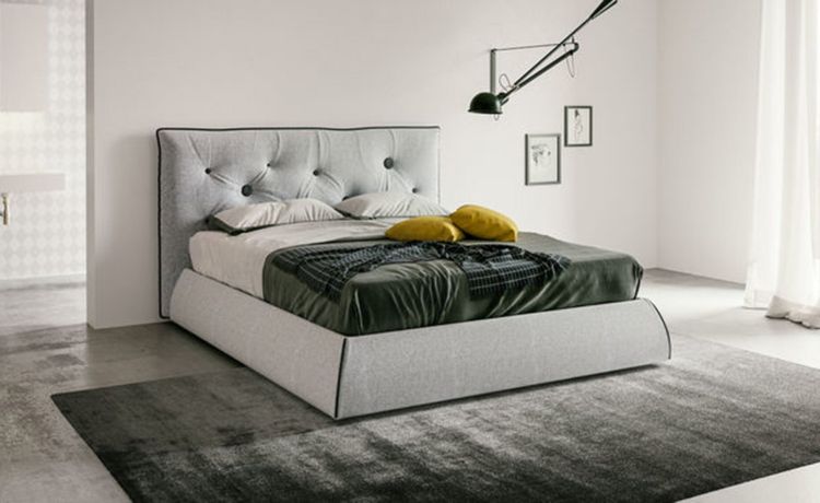 Ilenia letto matrimoniale contenitore grigio -In tessuto