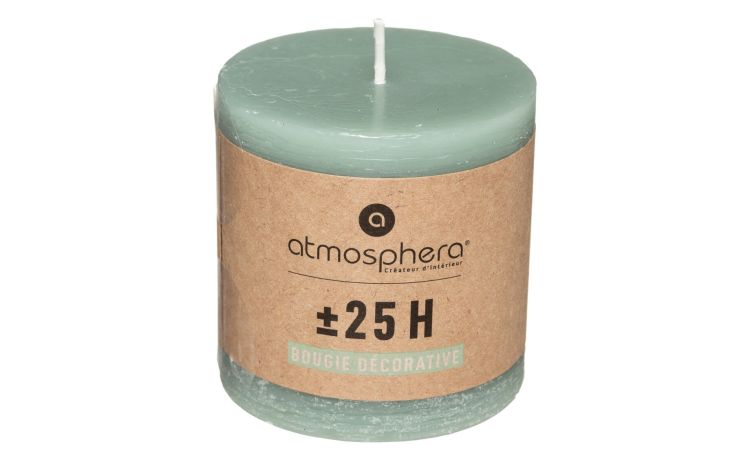 Rustic candela verde H7 cm- -Verde-Cera