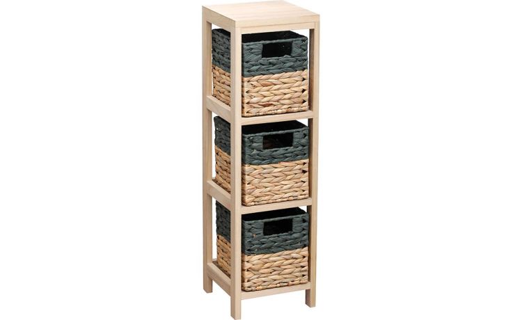 Cassettiera 3 cassetti in legno e fibra naturale verde--Verde-Fibra naturale-73