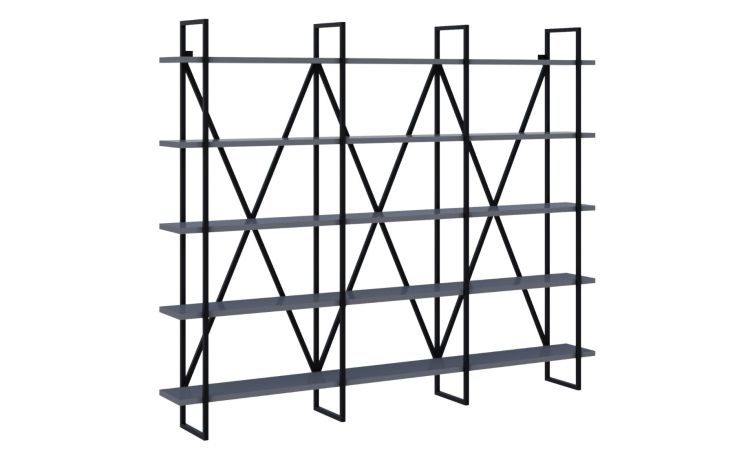 Vela libreria 12 vani grigio cenere--Legno bianco-Ferro-180 cmx220 cm