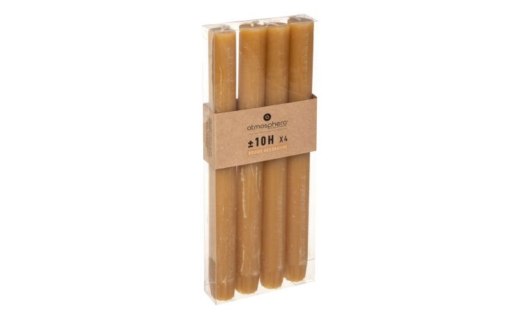Rustic set 4 candele gialle Ø2x24 cm- -Giallo-Cera