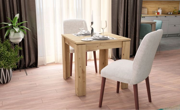 Texas tavolo quadrato rovere-Con piano in pannello melaminico-Legno naturale-Melaminico-75 cmx80 cm