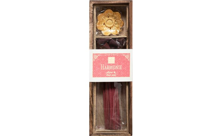 Myra scatola incensi con base fiore - --Legno-25 cmx7