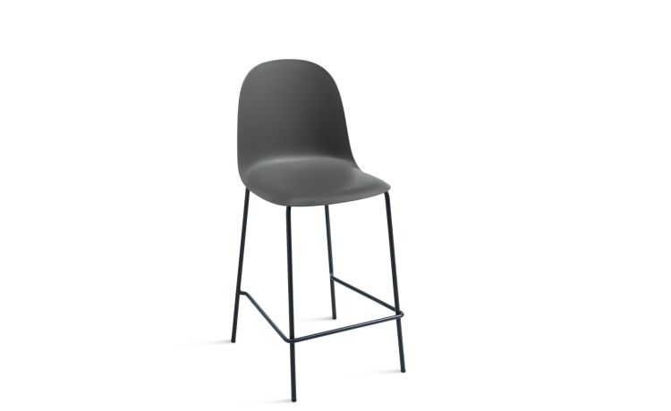 Aida sgabello colore grigio scuro-Schienale in polipropilene, base in metallo -Grigio scuro-Polipropilene-100 cmx45 cm
