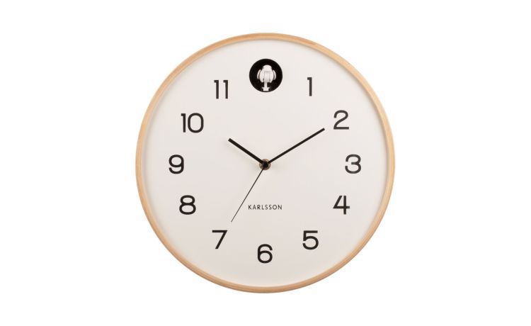 Orologio a muro cucù in legno naturale  --Bianco-Legno
