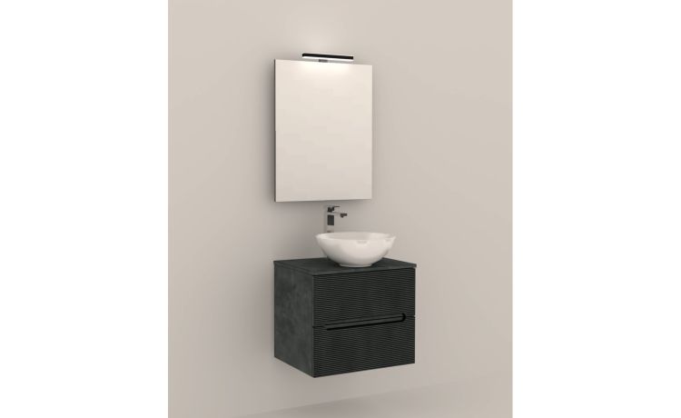 Zen lavabo in ceramica--Legno bianco