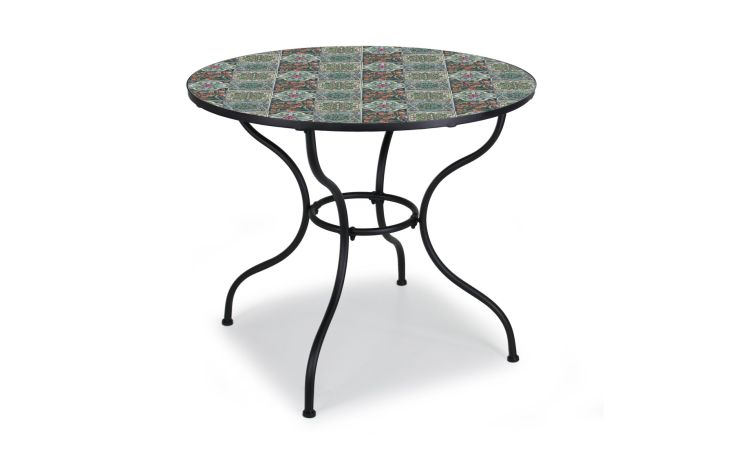 Maestrale tavolo tondo in ferro nero Ø90 cm-Piano in mosaico-Antracite-Ferro
