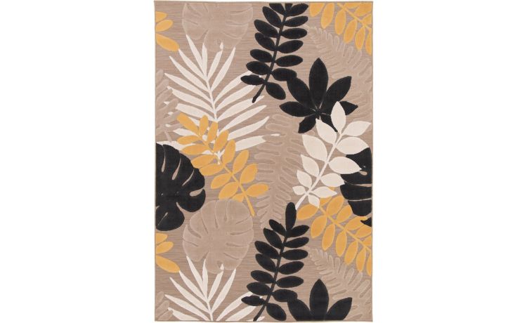 Glam tappeto foliage beige e giallo 160x230 cm--Multicolore-Polipropilene-230 cmx160 cm
