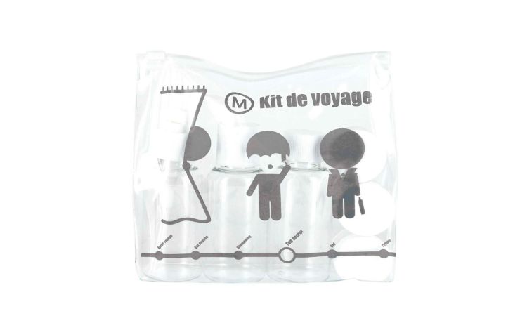Set contenitori da viaggio in pvc disegnato--Bianco-Pvc