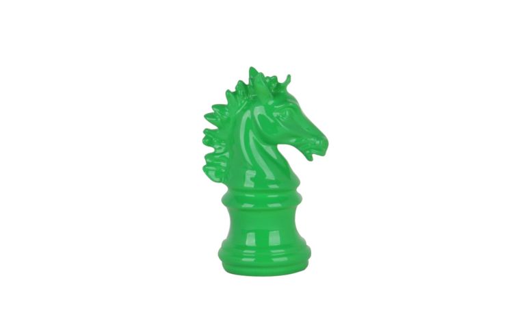 Scacco Cavallo oggetto decorativo verde H15 cm- -Verde-Resina