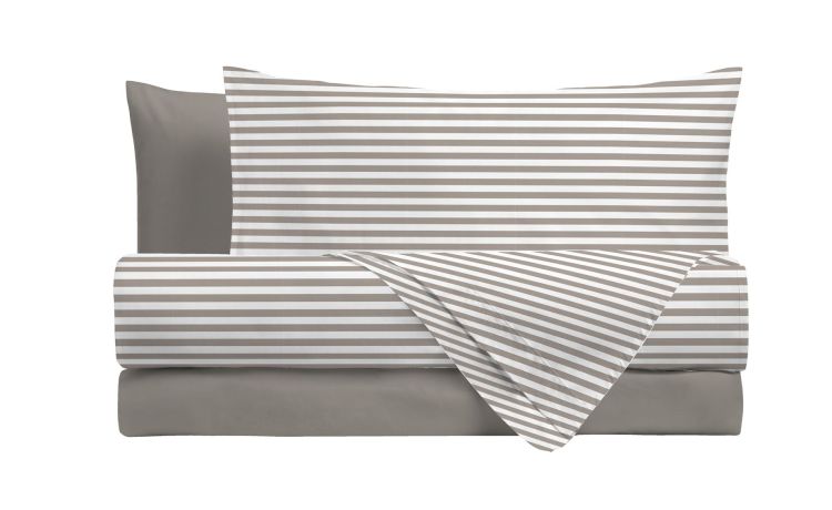 Bristol copripiumino singolo righe tortora- --100% Cotone-Singolo