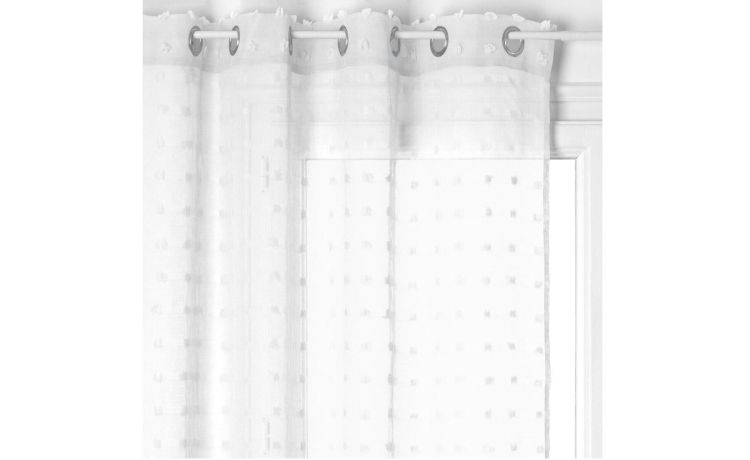 Lily tenda bianca con pois 140x240 cm- -Bianco-100% Poliestere-240 cmx140 cm