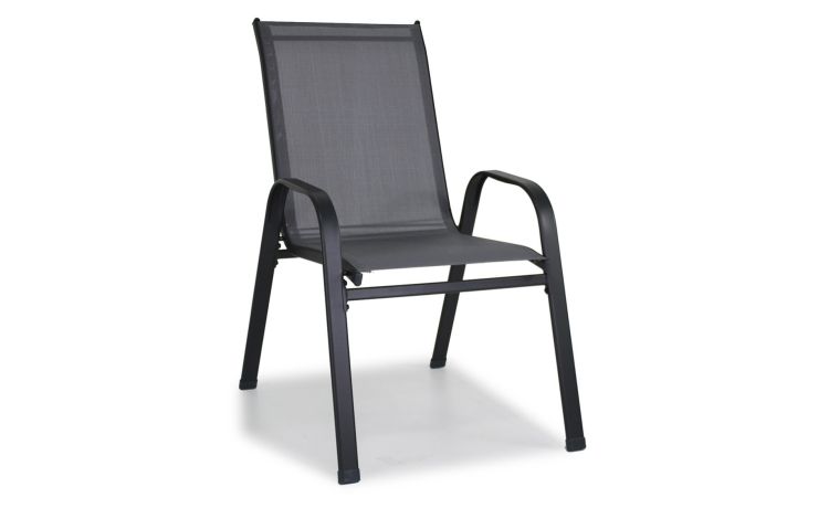 Jazz sedia in textilene antracite-Struttura in acciaio antracite, impilabile-Antracite-Acciaio-93 cmx70 cm