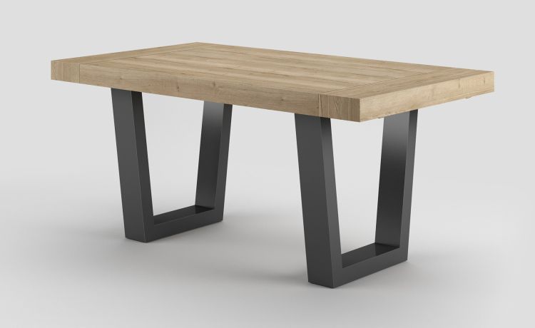 Dual tavolo in pannello nobilitato colore rovere naturale L160/260 cm-Le braccia di allungamento in legno di faggio-Legno naturale-Nobilitato-76 cmx160 cm