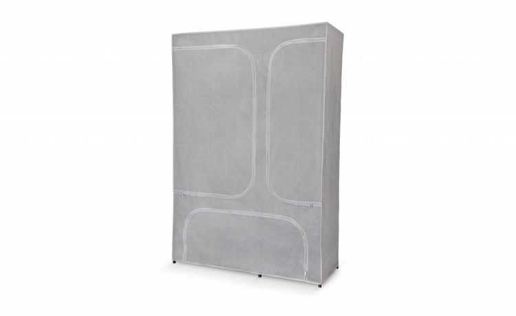 Armadio in kit con appendiabiti e cover H178 cm- -Grigio-Tessuto-178 cmx120 cm