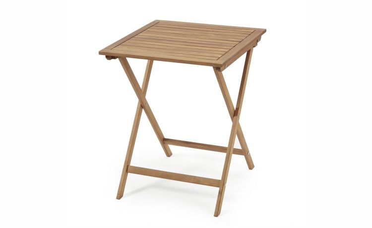 Casual tavolino pieghevole in legno di acacia teak-Pieghevole-Legno chiaro-Legno di acacia-76 cmx60 cm