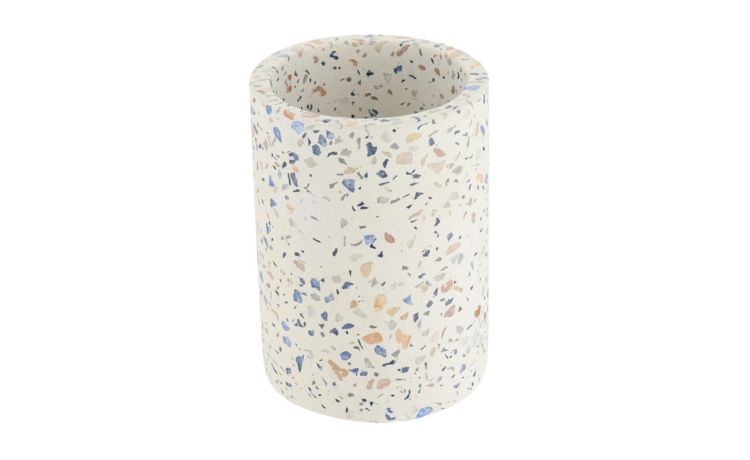 Mosaico bicchiere bagno in cemento --Bianco-Cemento