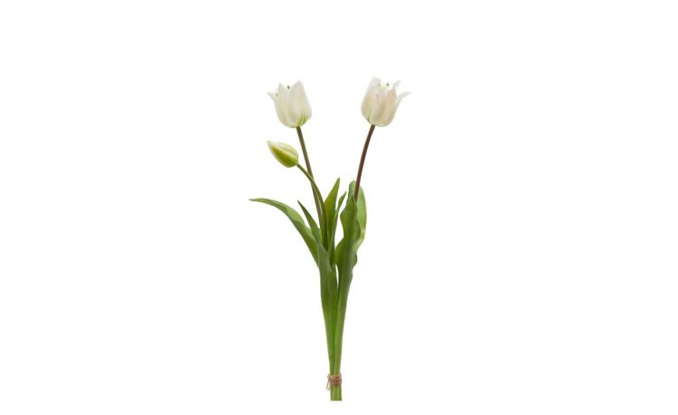 Mazzo 3 tulipani bianco h48--Bianco-Plastica