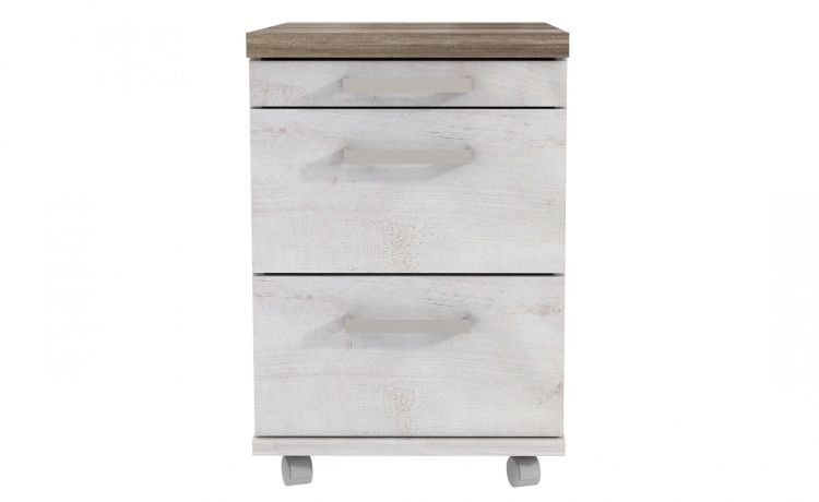 Volterra cassettiera 3 cassetti a rotelle rovere e bianco-3 cassetti-Legno bianco-Laminato-61