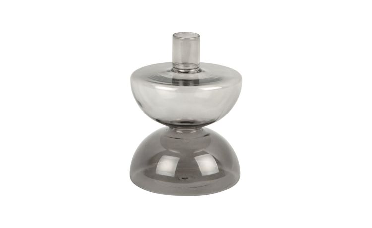 Diabolo porta candela in vetro trasparente nero Ø10 cm--Nero-Vetro