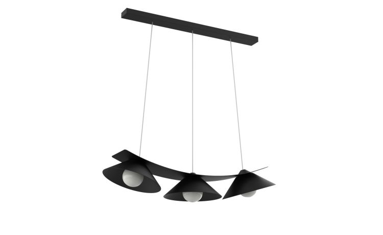 Miller sospensione 3 luci in metallo nero -Antiscivolo-Nero-Metallo