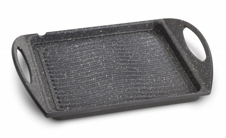 Piastra antiaderente in alluminio bordo a versare- -Nero-Alluminio-25 cmx25 cm