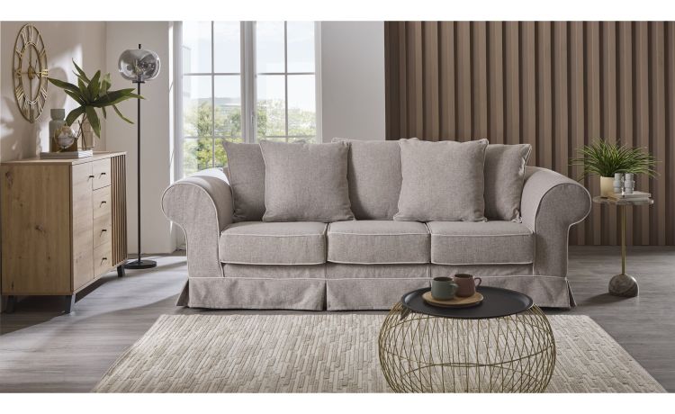 Tenerife divano 3 posti maxi beige e panna--Beige-Tessuto-90 cmx245 cm
