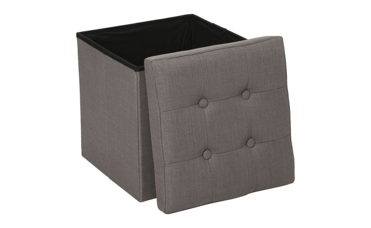 Lysandre pouf contenitore in mdf grigio 40x40 cm- -Grigio-Tessuto-40 cmx40 cm