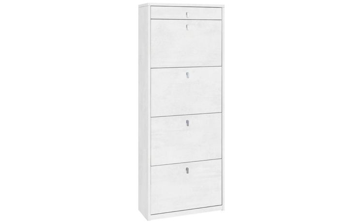 Prince scarpiera bianco ossido 4 ante e 1 cassetto-Contiene fino a 20 paia di scarpe-Bianco-Pannello-164 cmx62 cm