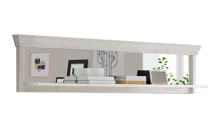 Nizza mensola in laminato bianco con specchio- -Legno bianco-Laminato-43