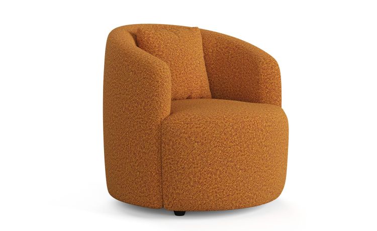 Creta poltrona in tessuto color zucca-Cuscino incluso-Arancione-Tessuto-70 cmx77 cm