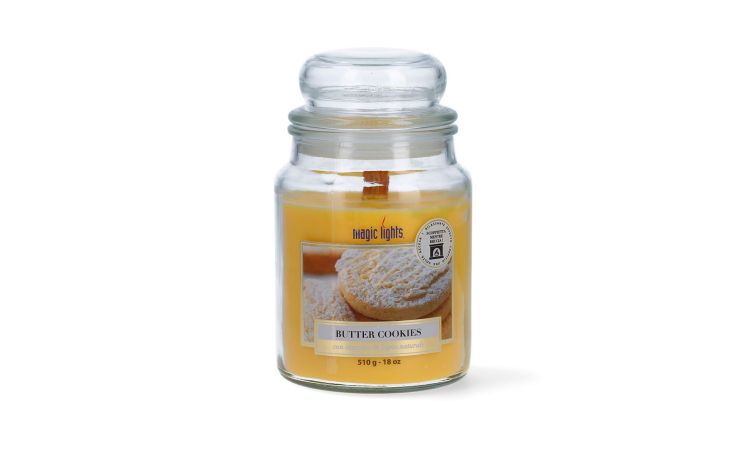 Giara candela aromatica ai cookies- -Giallo-Cera
