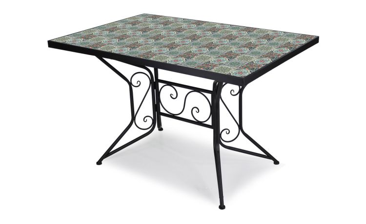 Maestrale tavolo rettangolare in ferro nero-Piano in mosaico-Antracite-Ferro-75 cmx120 cm