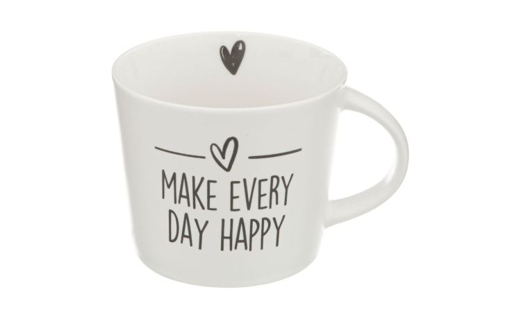 Happy tazza in porcellana 320 ml--Bianco-Porcellana