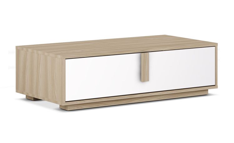 Lisbona mobile basso 1 anta bianco lucido e olmo- -Legno naturale-Pannello-32 cmx120 cm