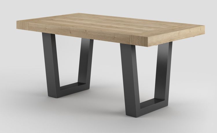 Dual tavolo in pannello nobilitato colore rovere naturale L140/220 cm-Le braccia di allungamento in legno di faggio-Legno naturale-Nobilitato-76 cmx140 cm
