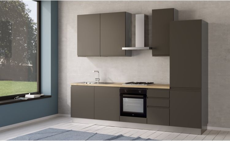 Iris cucina 285 cm colore grigio scuro-3 elettrodomestici--Melaminico