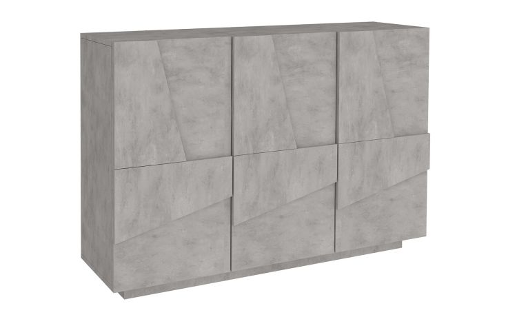 Cross madia 3 ante in pannello color cemento--Grigio chiaro-Pannello-86 cmx121 cm