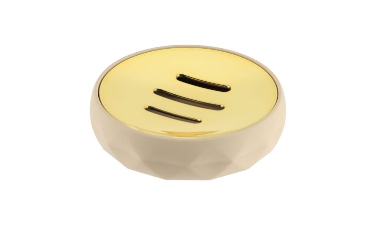 Chic portasapone beige e oro a rombi Ø10