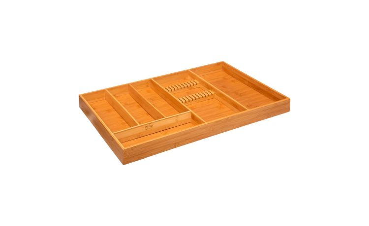 Portaposate estensibile in bamboo 58x38 cm- -Legno naturale-Bamboo-5