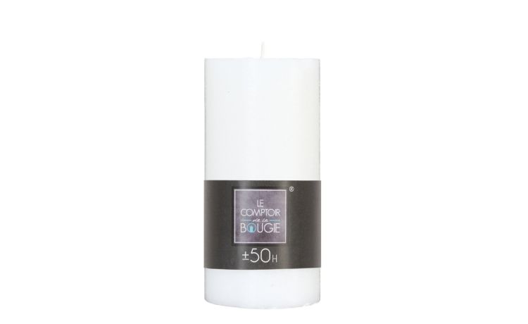 Rustic candela bianca Ã˜7x14 cm- -Bianco-Cera