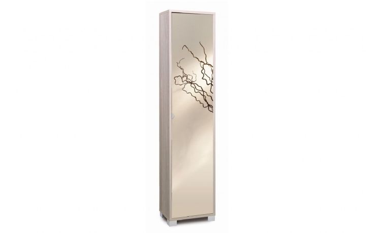 Alessia mobile multiuso olmo 1 anta specchio-4 ripiani regolabili-Legno naturale-Pannello-190 cmx43 cm